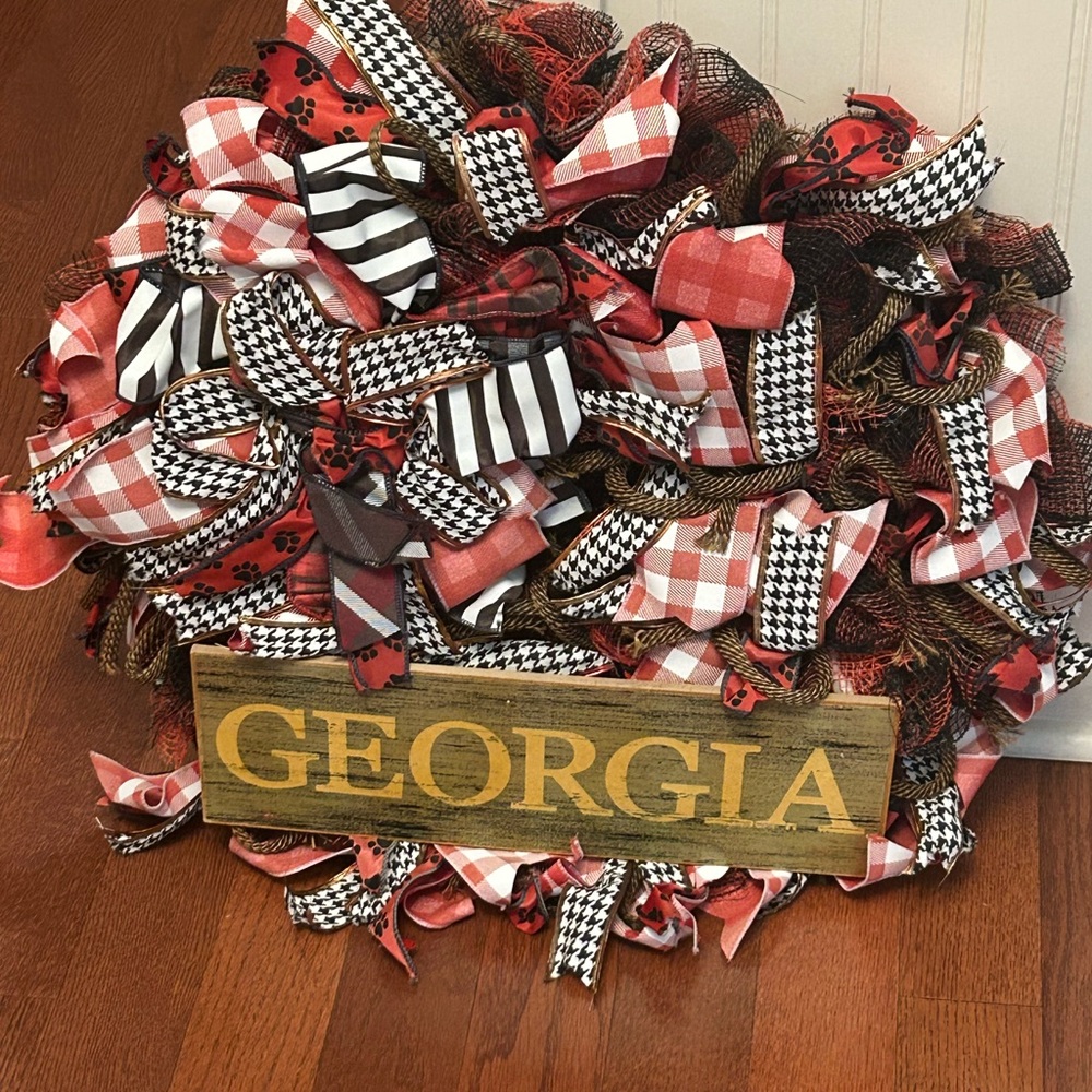 Georgia Holiday Wreath with Red and Black Accents